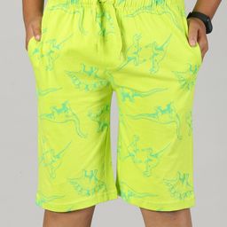 Kiddopanti Dinosaur Printed Shorts - Lime Yellow-image-76