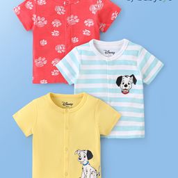 Babyoye Disney Interlock Knit Half Sleeves  Jhablas with Striped & 101 Dalmatians Graphics Pack of 3 - Red White & Yellow-image-15