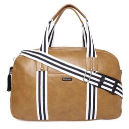 BAD HABIT Tan Brown PU Duffel Bag - Stylish and Spacious Travel Companion-image-69