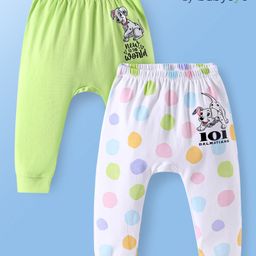 Babyoye Disney Interlock Knit Full Length Diaper Leggings with 101 Dalmatians Graphic Pack of 2 - Neon Green& White-image-66
