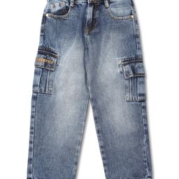 LEO Denim Mild Washed Cargo Jeans - Blue-image-79