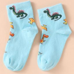 Mustang Cotton Knit Ankle Length Socks with Dragon Design - Aqua Blue-picture-30