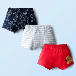 HoneyHap Disney Single Jersey Knit Trunks With Lion King Graphics Pack Of 3 - Red Navy Blue & White-picture-18