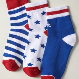 Pine Kids Knit Ankle Length Silvadur Antimicrobial Socks with Strips & Star Design Pack of 3 - Red Blue & White-image-73