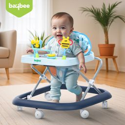 Baybee Stepzilla Baby Walker for Kids | Foldable Activity Walker with 3-Level Height Adjustment, Soft Cushion Seat, Smooth Wheels & Toy Bar | Baby Walker for 6-18 Months Boys & Girls (Blue)-image-12