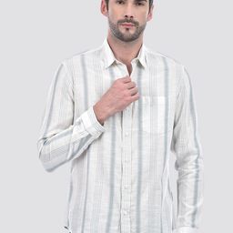 Numero Uno Men Spread Collar Vertical Striped Cotton Casual Shirt-picture-28