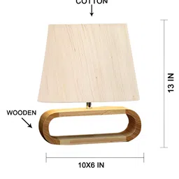 Devansh Off White & Gold Toned Wooden Frusturical Shaped Table Lamp-20