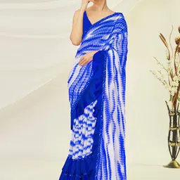 limtd Tie and Dye Pure Georgette Block Print Saree-picture-4