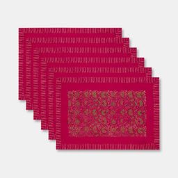 Fabindia Naisha Fuchsia & Green 6 Pieces Printed Rectangle Shape Table Placemats-picture-26