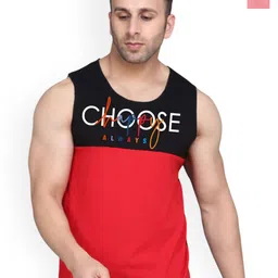 SLOWLORIS Pack Of 2 Typography Printed Combed Cotton Gym Vests-picture-5