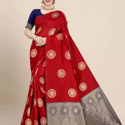 AMRUTKALA SAREES Women Woven Design Zari Silk Blend Banarasi Saree-image-63