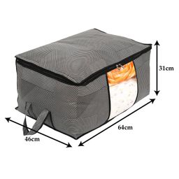 Kuber Industries Non-Woven Lining Print Blanket CoverClothes Organizer With Transparent Window, Zipper Closure & Handle, Set of 2,Gray, Extra Large, image 3