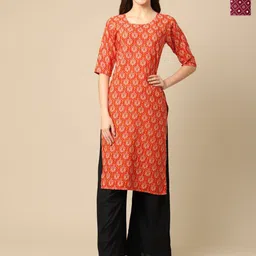 Anouk Rustic Selection Of 2 Ethnic Motifs Printed Round Neck Straight Kurtas-41