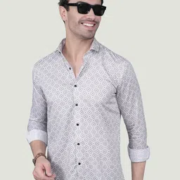 ALMATY Cedric Comfort Geometric Printed Slim Fit Cotton Shirt-picture-9
