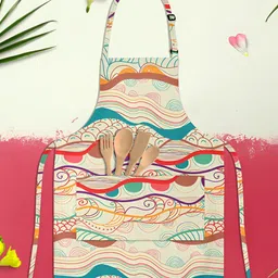 ArtzFolio Yellow & Blue Printed Cotton Apron-image-41