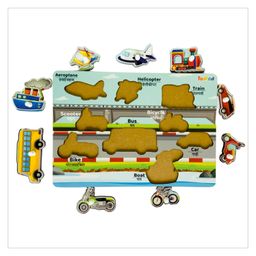 TodFod Wooden 3 in 1 English Number & Vehicle Puzzle - Multicolour image 5