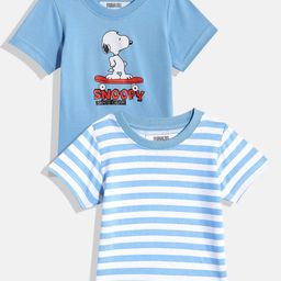 YK X Minute Mirth Boys Set of 2 Snoopy Printed Pure Cotton T-shirts-32