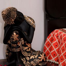 eCraftIndia Black & Gold-Toned Pleasing Buddha on Knee Polyresin Showpiece-image-30