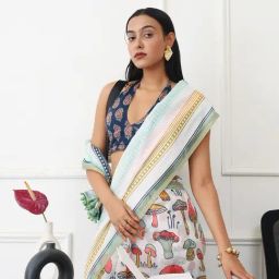 Tikhi Imli Multi Printed Ready To Wear Saree with Unstitched Blouse image 5