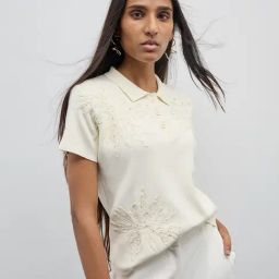 Wardrobe by Westside Off-White Floral Embroidered Top-image-21