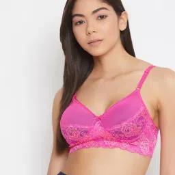 Clovia Pink Non Wired Padded Full Coverage Bra-image-19