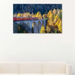 999store Multicolor Train Running Canvas Painting-20