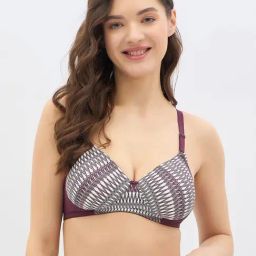 Clovia Purple Polyamide Graphic Printed T-Shirt Bra-21