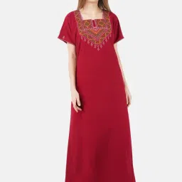 KOI SLEEPWEAR Maroon Embroidered Nighty-picture-46