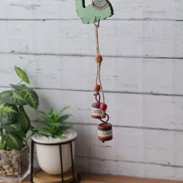 Aapno Rajasthan Green Wooden Lama Hanging Showpiece - Set of 1-image-18
