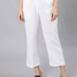 Jaipur Kurti White Flared Fit Pleated Trousers-image-23