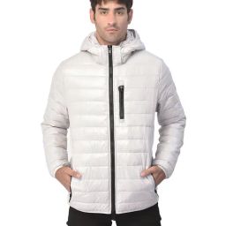 Woods Silver Grey Nylon Hooded Jacket-image-56