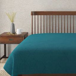 Fabindia Home Mihira Woven Teal 180 TC Cotton King Size Bed Cover-picture-48