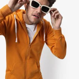 Campus Sutra Mustard Cotton Regular Fit Hooded Sweatshirt-picture-15