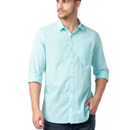 Spykar Cool Blue Regular Slim Fit Printed Shirt-image-14