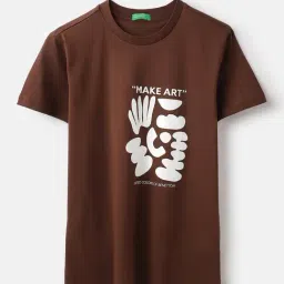 United Colors of Benetton Girls Brown Cotton Printed T-Shirt-picture-9