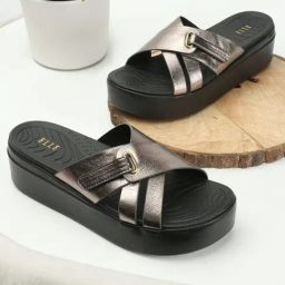 Elle Women's Gun Metal Cross Strap Sandals-image-21