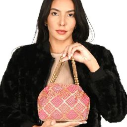 Odette Pink Embroidered Clutch-image-63