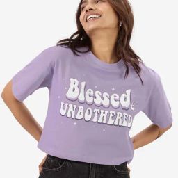 The Souled Store Purple Printed Crop T-Shirt-image-19