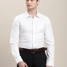 Turtle White Cotton Slim Fit Self Design Shirt-image-102