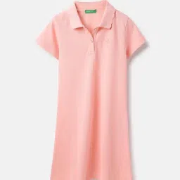 United Colors of Benetton Girls Pink Cotton Solid Dress-picture-16