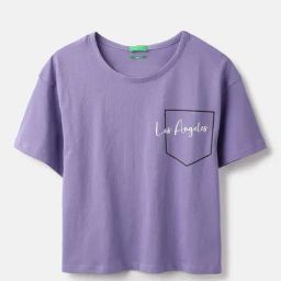 United Colors of Benetton Girls Purple Cotton Graphic T-Shirt-picture-17