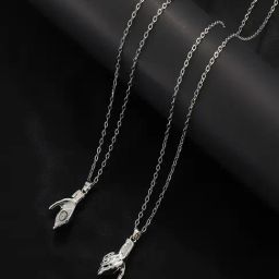 Peora Silver Holding Hand Promise Couple Locket Pendant-44