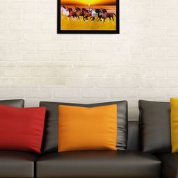 eCraftIndia Multicoloured Running Horses UV Wall Art-image-90