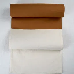 Ratan Cart Brown & White Cotton Rectangular Table Runner image 3