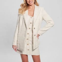 Guess White Solid Full Sleeves Blazer-image-28