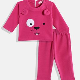 White Snow Girls Cat Face Embroidered Sweatshirt with Joggers-18