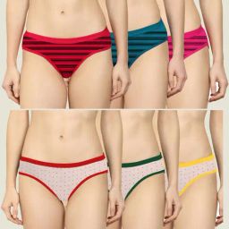 AROUSY Red & Pink Striped Hipster Panties - Pack Of 6-image-17