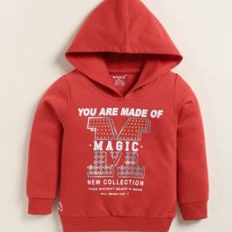 BISKID GIRLS Red Cotton Printed Sweatshirt-image-15