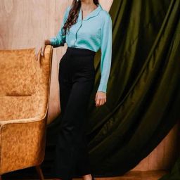 Mish Blue Satin Regular Fit Casual Shirt-image-53