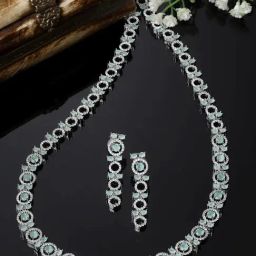 Zeneme Rhodium Plated AD Studded Jewellery Set-29
